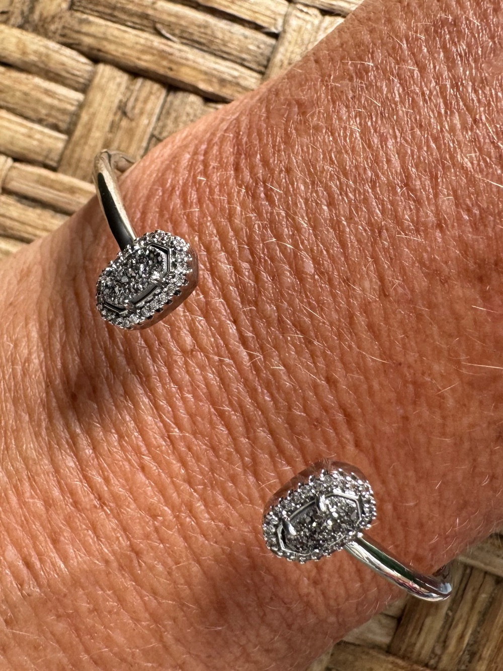 Kendra Scott Call Cuff Bracelet in Silver & Silver Drusy
